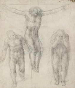 Study of a Crucified Christ and two figures, c.1560 by Michelangelo Buonarroti